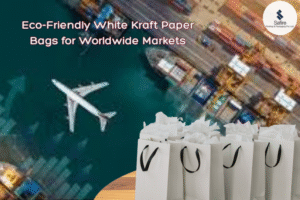 White kraft paper bag manufacturer Safire Print Pack producing eco-friendly paper bags for global markets.