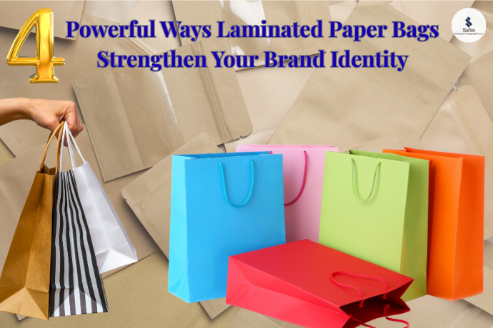High-quality laminated paper bags with custom logo printing by Safire Print Pack for retail and corporate branding
